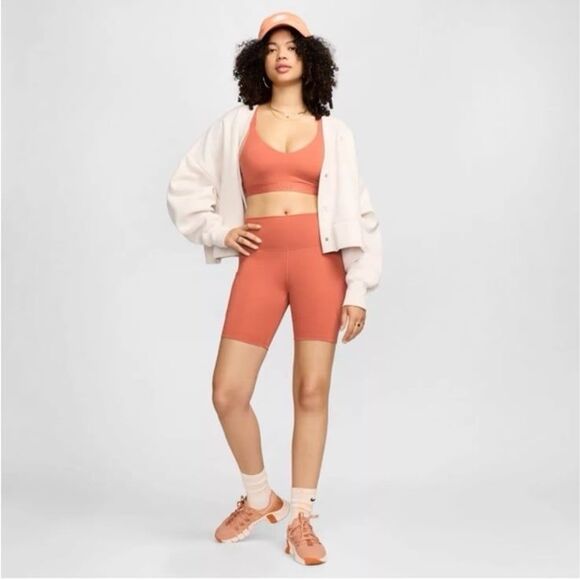 Nike One High-Waisted 8" Biker Shorts With Pockets Burnt Sunrise Size XS - Picture 10 of 10